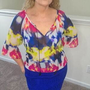 Milly for Design Nation artsy colorful bold casual chic flowy 3/4 sleeve…